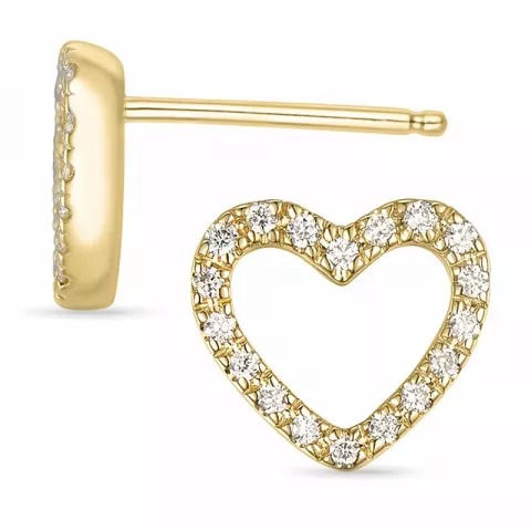 hjerte briljantøredobb i 14 karat gull med diamant 