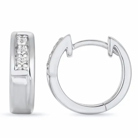14 mm diamant creol i 14 karat hvitt gull med diamant