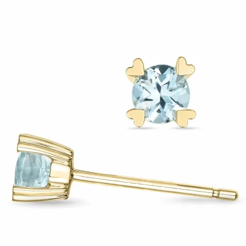 2 x 0,22 ct akvamarin solitaireørepynt i 14 karat gull med akvamarin