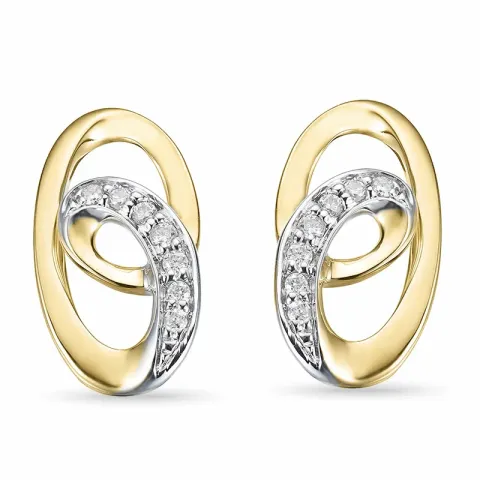 ovale diamant øredobber i 14 karat gull med diamant
