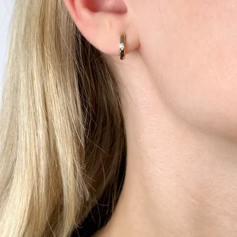 12 mm diamant creol i 14 karat gull med diamant