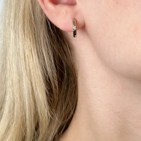 13 mm diamant creol i 14 karat gull med diamant