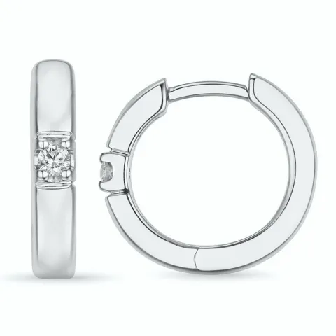 13 mm diamant creol i 14 karat hvitt gull med diamant