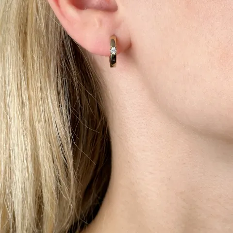 14 mm diamant creol i 14 karat gull med diamant