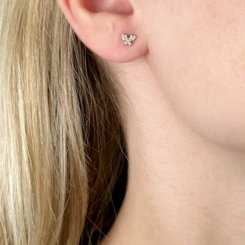 sommerfugl diamant ørestikker i 14 karat gull med diamant