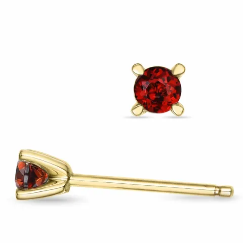 2 x 0,14 ct granat solitaireørepynt i 14 karat gull med granat