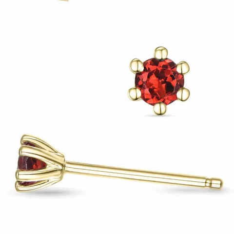 2 x 0,14 ct granat solitaireørepynt i 14 karat gull med granat