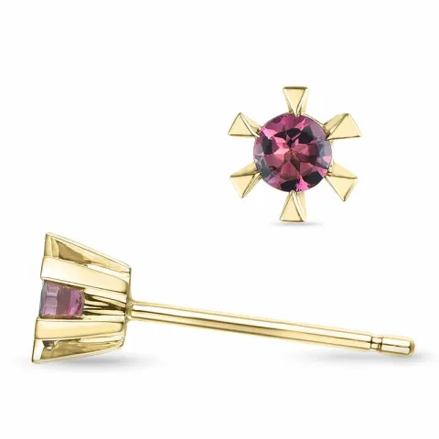 2 x 0,10 ct rosa turmalin solitaireørepynt i 14 karat gull med turmalin