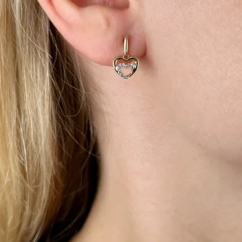 hjerte briljant øredobber i 14 karat gull og hvitt gull med diamant 