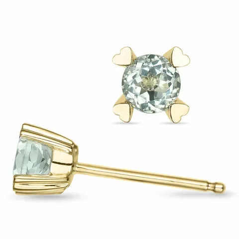 2 x 0,25 ct grønn ametyst solitaireørepynt i 14 karat gull med ametyst