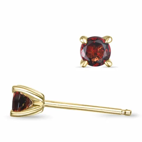 2 x 0,28 ct granat solitaireørepynt i 14 karat gull med granat
