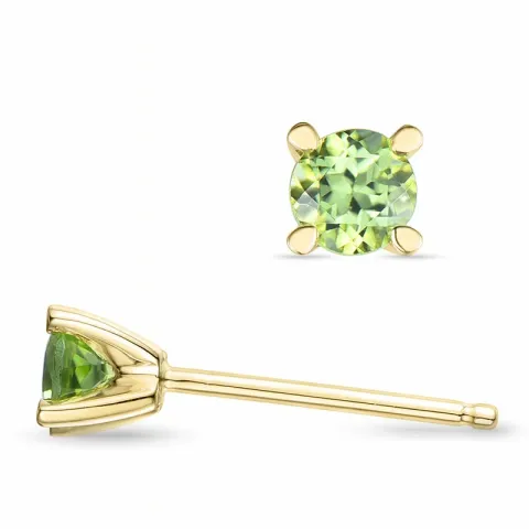 2 x 0,23 ct peridot solitaireørepynt i 14 karat gull med peridot