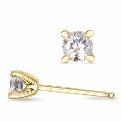 2 x 0,19 ct morganit solitaireørepynt i 14 karat gull med morganit