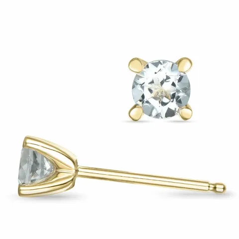 2 x 0,25 ct hvite kvarts solitaireørepynt i 14 karat gull med kvarts