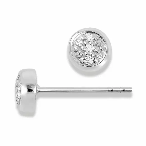 runde briljantøredobb i 14 karat hvitt gull med diamant