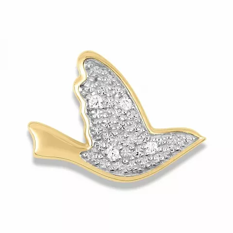 fugl diamant anheng i 14 karat gull med rhodium 0,0208 ct