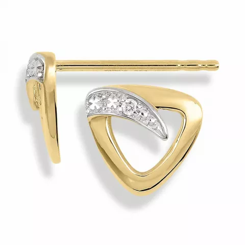 trekantet diamant ørestikker i 14 karat gull med rhodium med diamant 