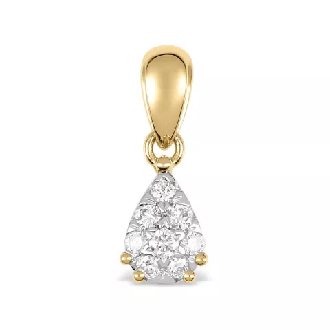 Dråpeformet diamant anheng i 14 karat gull 0,23 ct