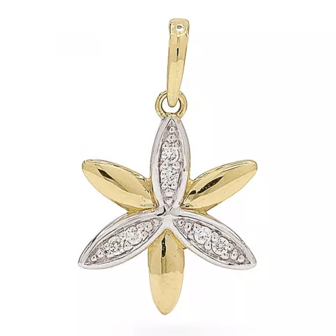 blomst diamantanheng i 14 karat gull med rhodium 0,072 ct