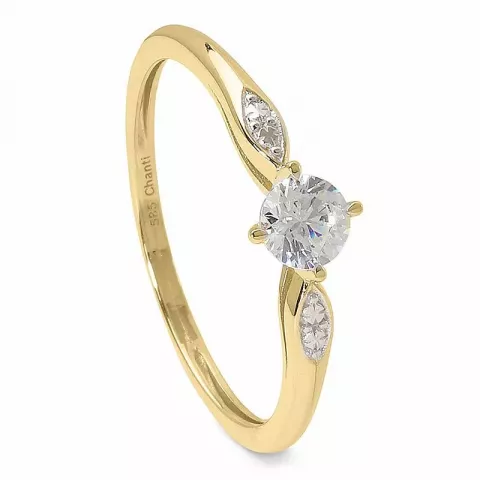 Elegant smal zirkon ring i 14 karat gull med rhodium