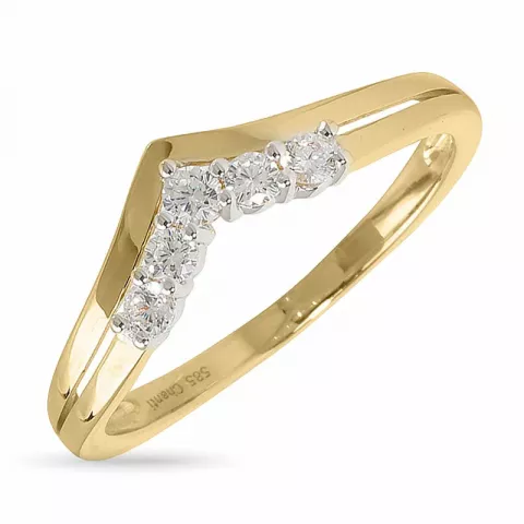 Elegant hvit zirkon ring i 14 karat gull med rhodium