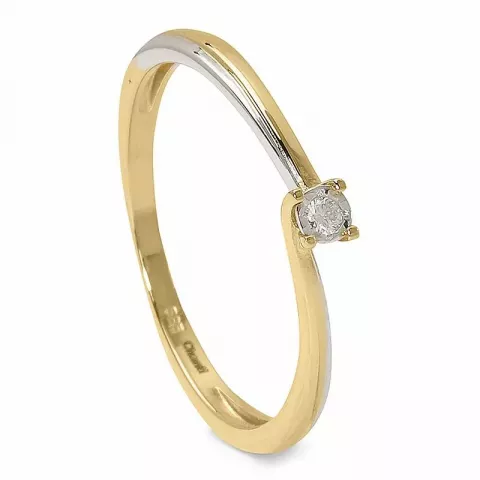 diamant ring i 14 karat gull med rhodium 0,02 ct