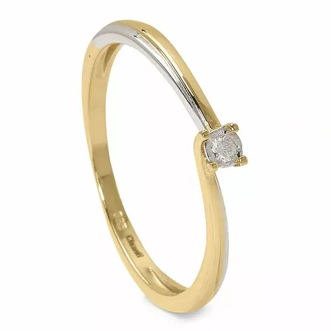 diamant ring i 14 karat gull med rhodium 0,02 ct