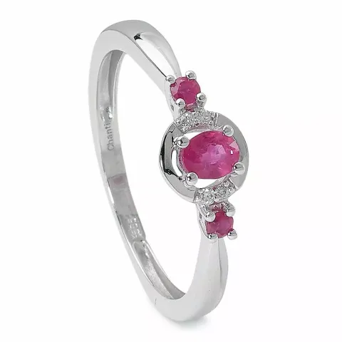 Elegant rubin ring i 14 karat hvitt gull 0,016 ct