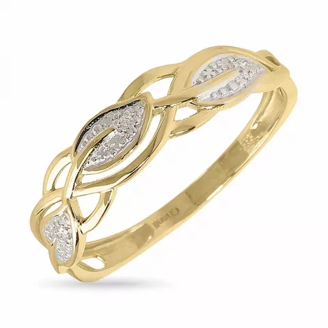diamant gull ring i 14 karat gull med rhodium 0,015 ct