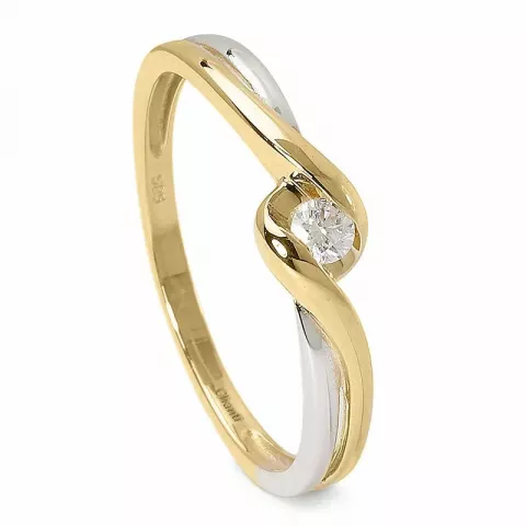 Enkel diamant gull ring i 14 karat gull med rhodium 0,08 ct