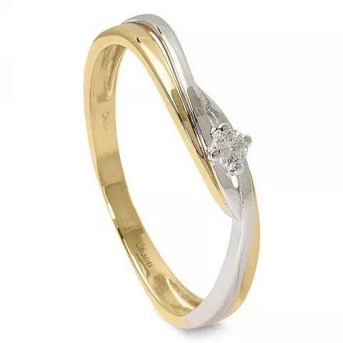 Smal diamant ring i 14 karat gull med rhodium 0,05 ct