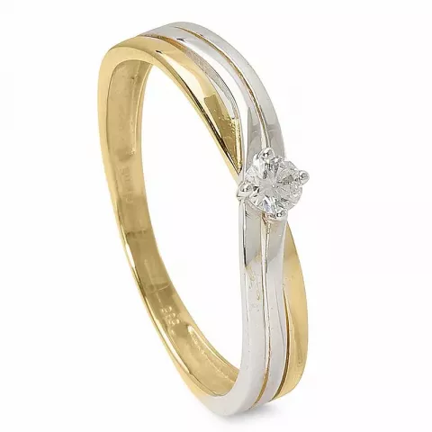Ekte diamant gull ring i 14 karat gull med rhodium 0,019 ct