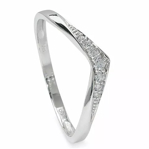 V zirkon ring i 14 karat hvitt gull