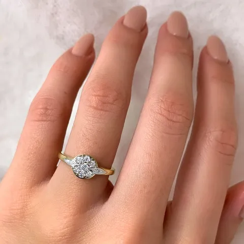 hvit zirkon gull ring i 14 karat gull hvittgull rødt gull