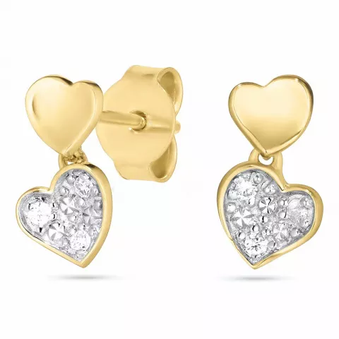 hjerte ørestikker i 14 karat gull med rhodium med diamant 