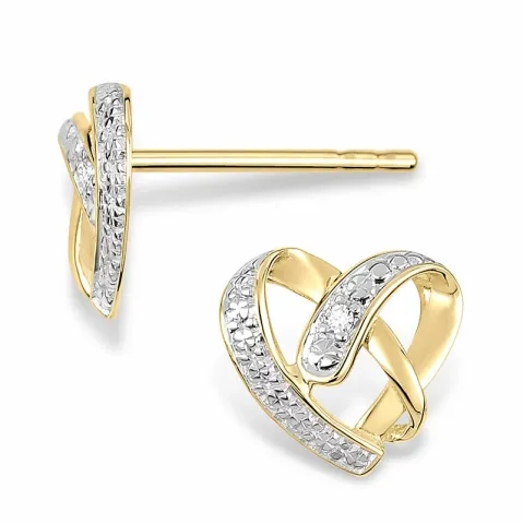hjerte ørestikker i 14 karat gull med rhodium med diamant 