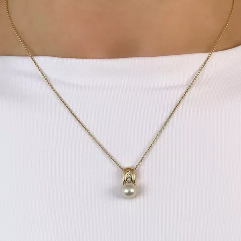 perle diamantanheng i 14 karat gull 0,058 ct