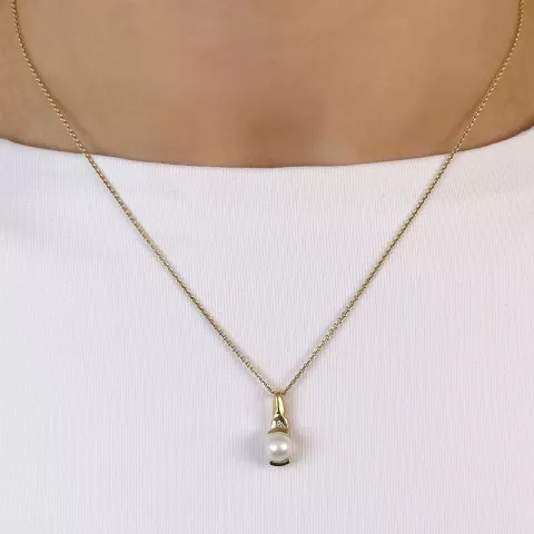 perle diamantanheng i 14 karat gull 0,013 ct