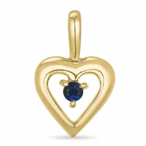 hjerte safir anheng i 14 karat gull 0,063 ct