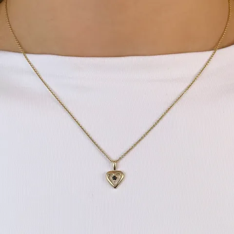 hjerte safir anheng i 14 karat gull 0,063 ct