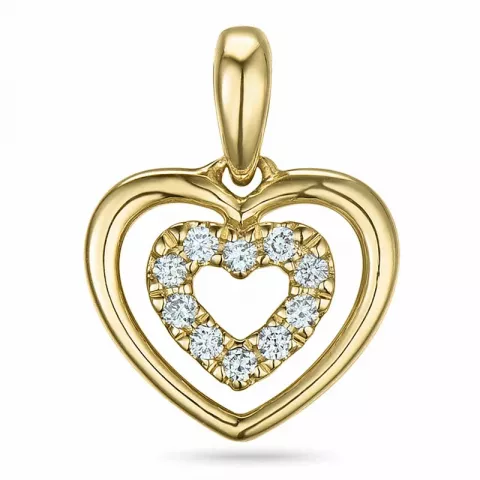 hjerte diamant anheng i 14 karat gull 0,06 ct