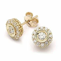 runde øredobber i 9 karat rødt gull med 