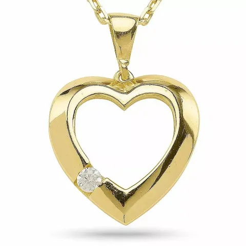 hjerte halskjede i forgylt sølv med hjerteanheng i 9 karat gull