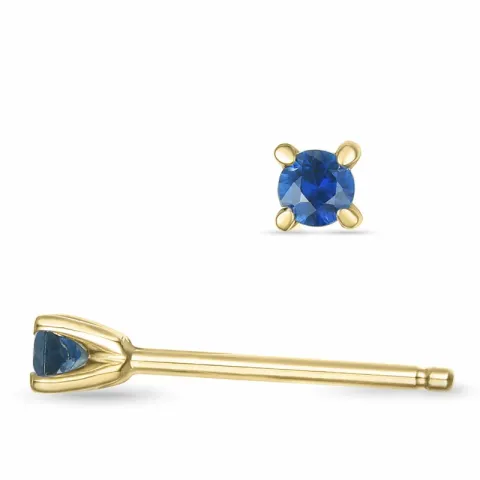 2 x 0,07 ct safir solitaireørepynt i 14 karat gull med safir