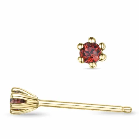 2 x 0,06 ct granat solitaireørepynt i 14 karat gull med granat