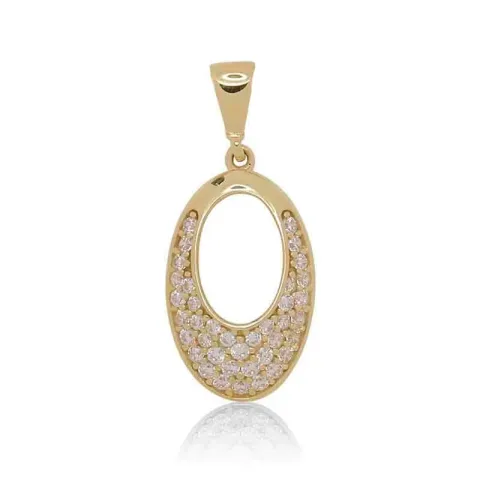 Ovalt zirkon anheng i 9 karat gull