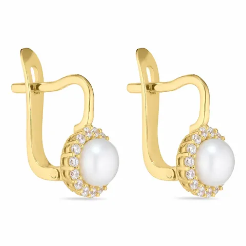 runde øredobber i 9 karat gull med 