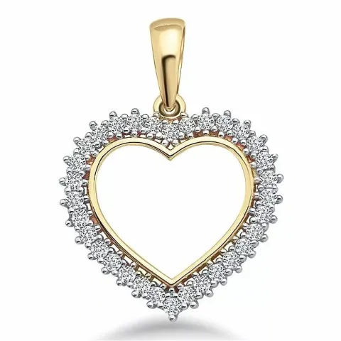 Stort hjerte anheng i 9 karat gull og hvitt gull