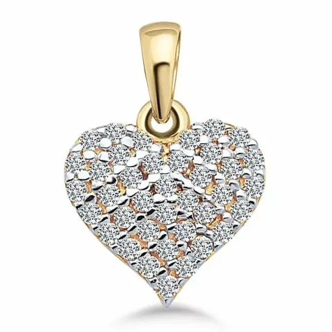 hjerte anheng i 9 karat gull og hvitt gull
