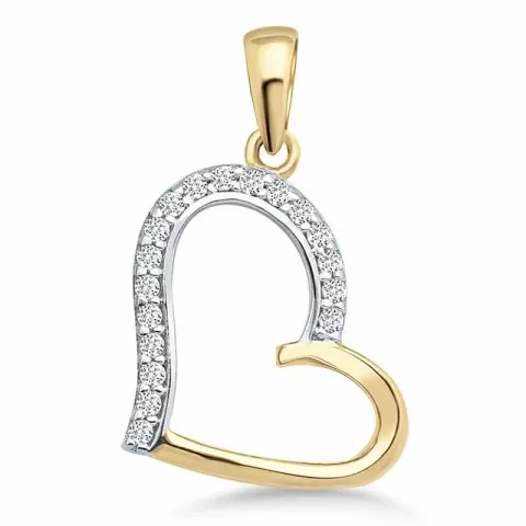 hjerte anheng i 9 karat gull og hvitt gull